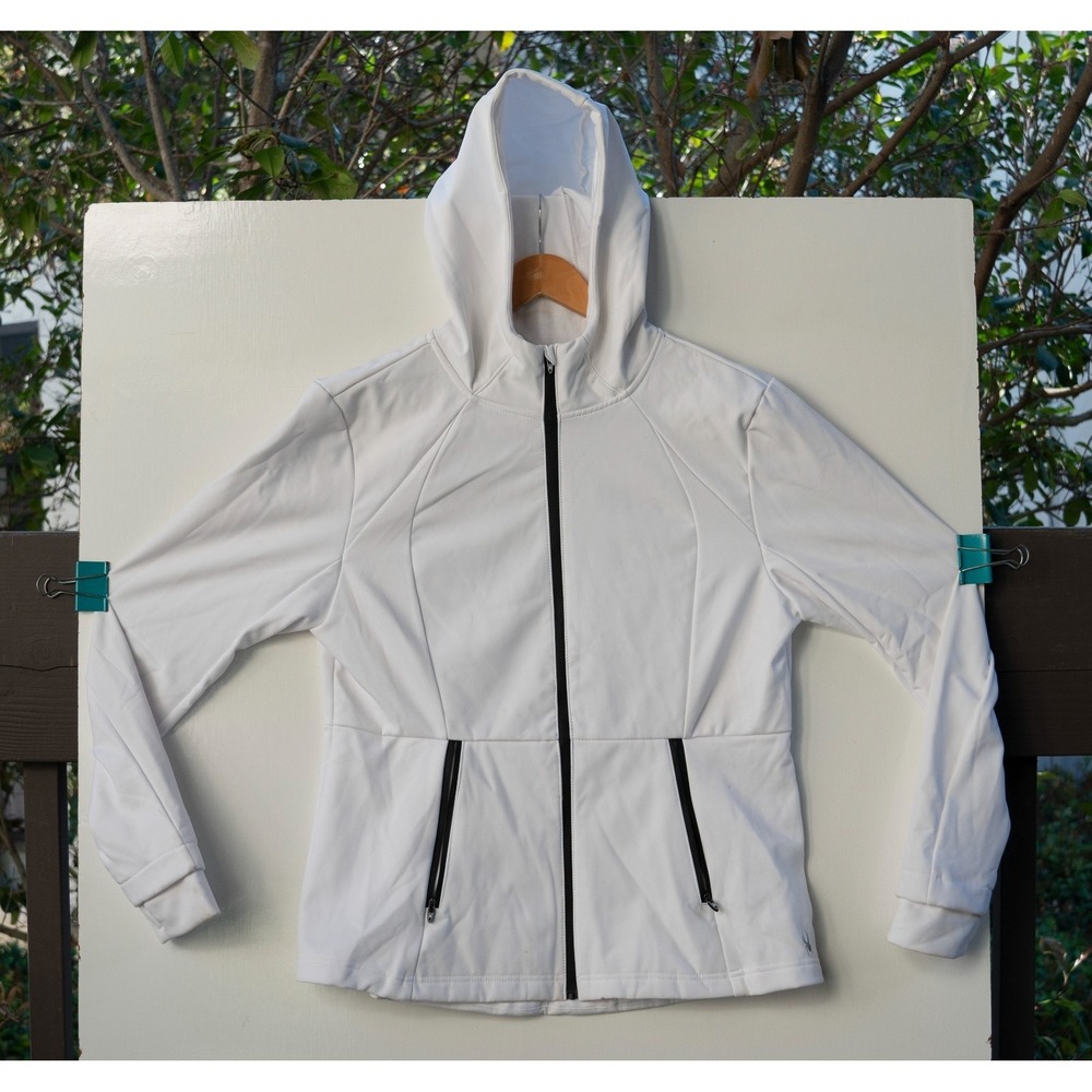 Spyder Active Women's White Long Sleeve Hooded Full-Zip Jacket Size XL